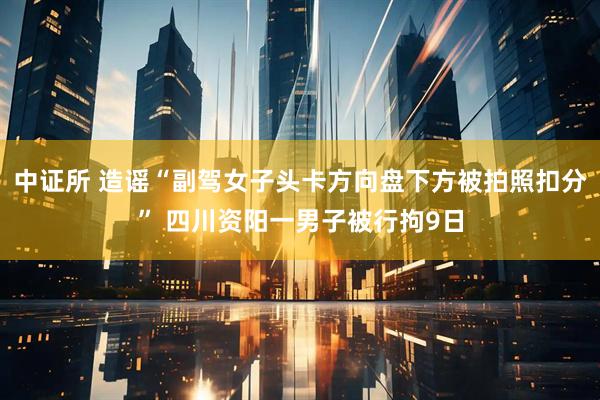 中证所 造谣“副驾女子头卡方向盘下方被拍照扣分” 四川资阳一男子被行拘9日