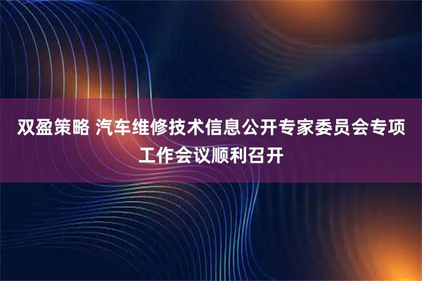 双盈策略 汽车维修技术信息公开专家委员会专项工作会议顺利召开